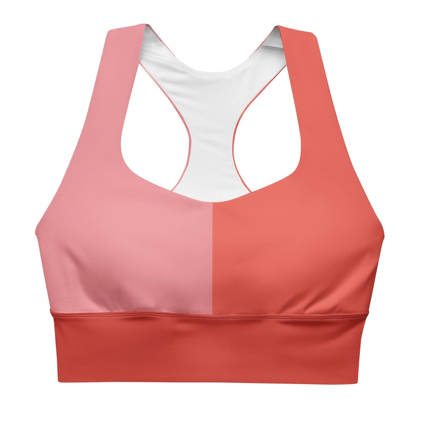 Blush & Red Colour-Block Sports Bra