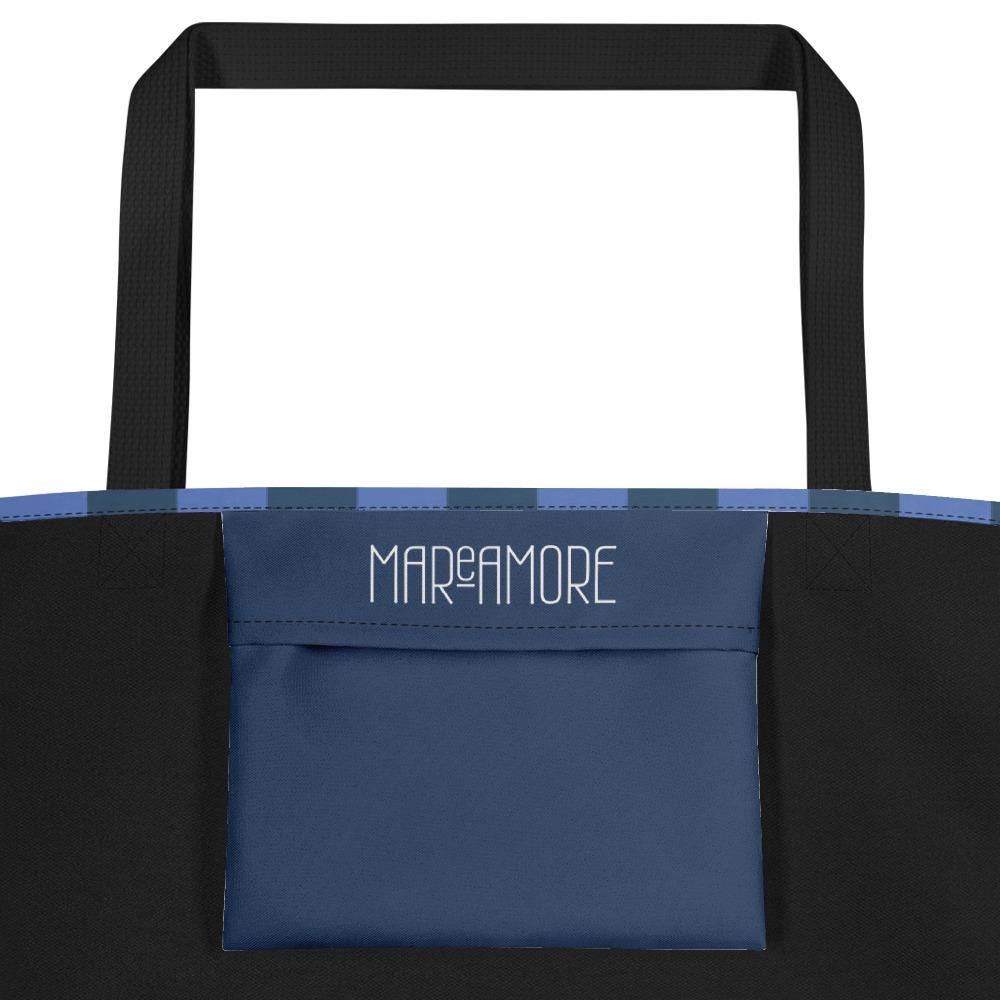 Navy & Blue Striped Large Tote Bag