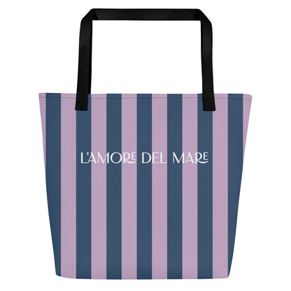 Navy & Violet Striped Large Tote Bag