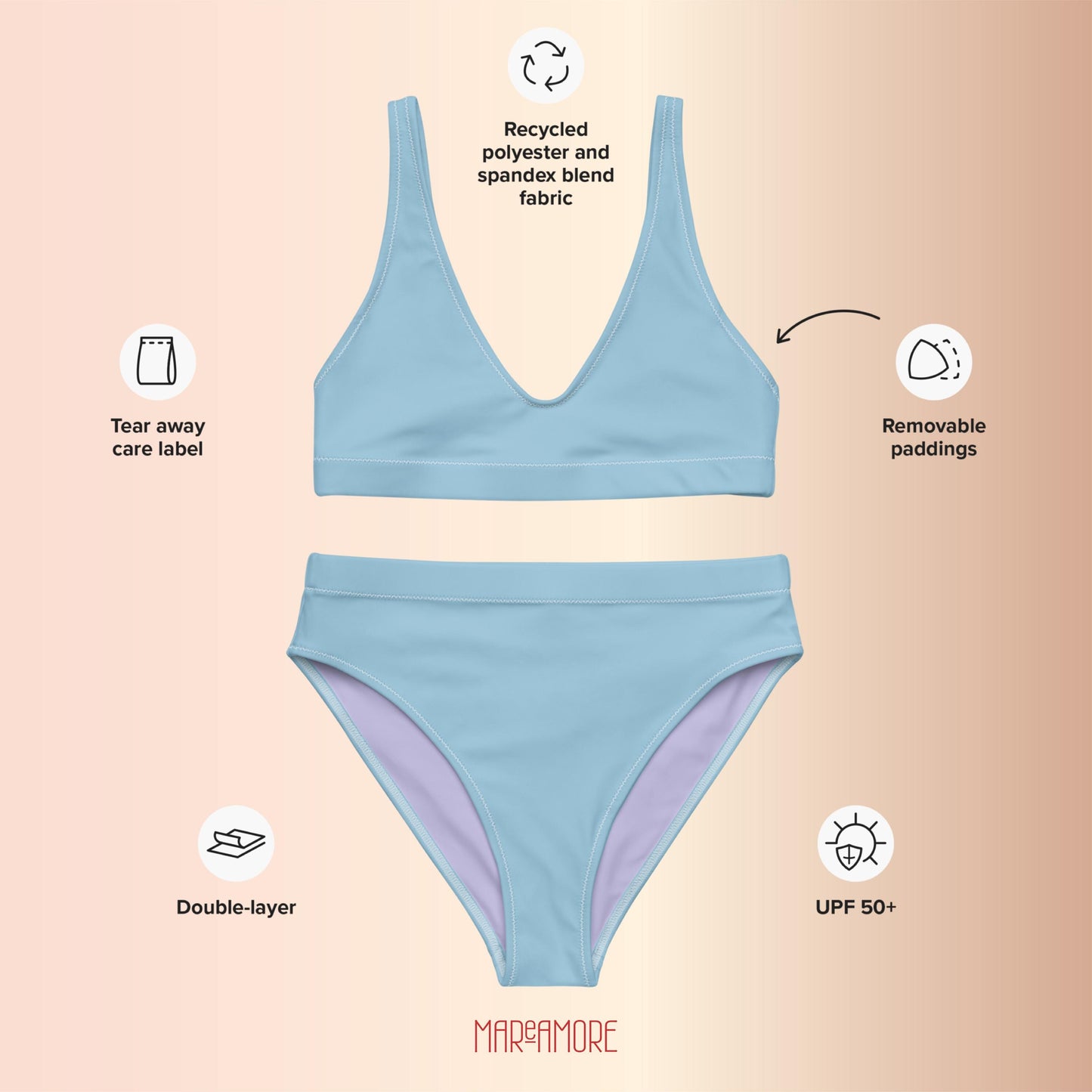 Sky Blue High-Waisted Bikini Set
