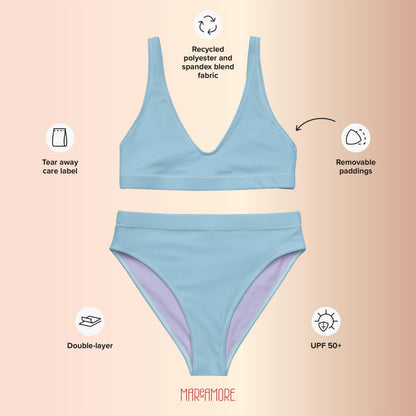 Sky Blue High-Waisted Bikini Set