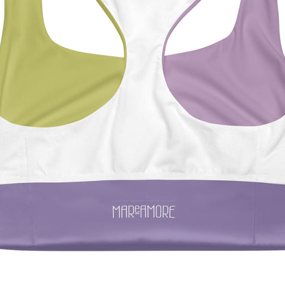 Violet & Lime Green Colour-Block Sports Bra