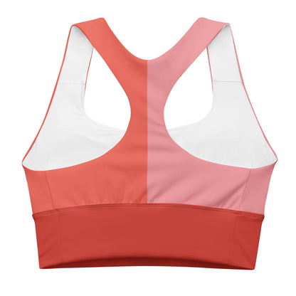 Blush & Red Colour-Block Sports Bra