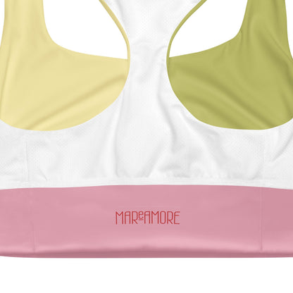 Yellow & Lime Green Colour-Block Sports Bra