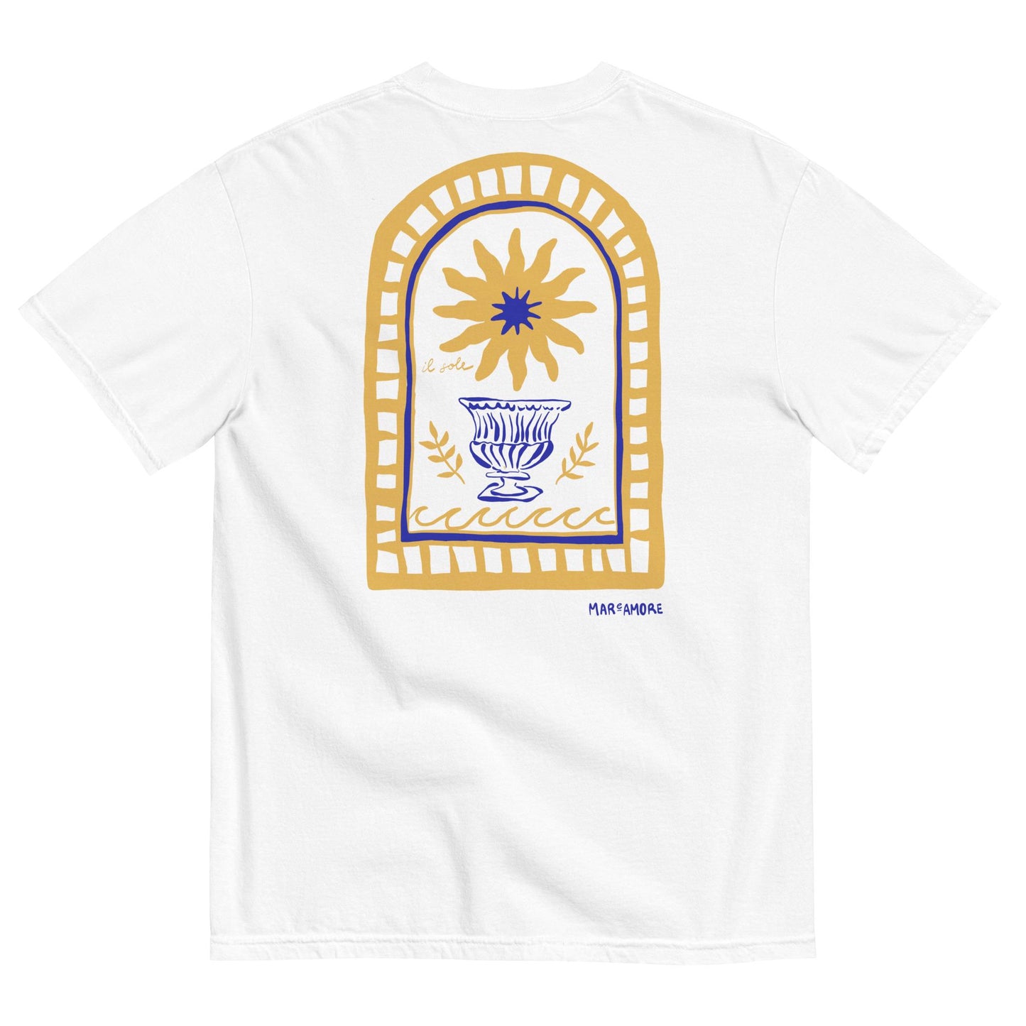 Mediterranean Art T-Shirt | Sun Embroidery | White