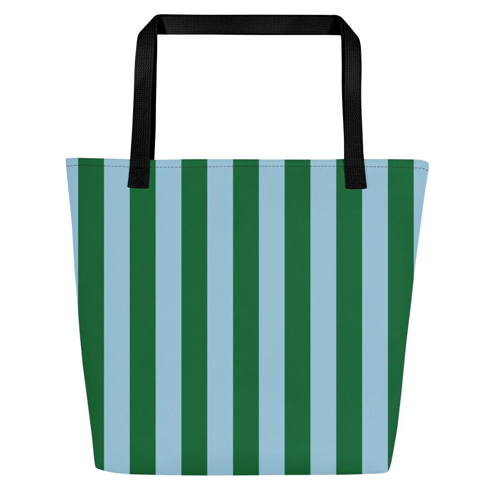 Green & Blue Striped Large Tote Bag
