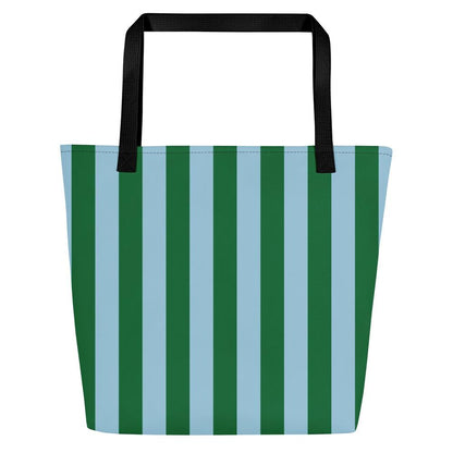 Green & Blue Striped Large Tote Bag