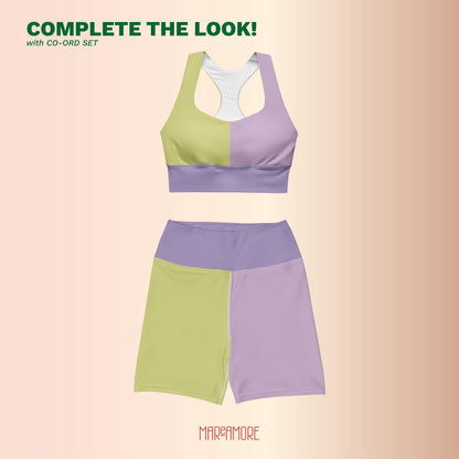 Violet & Lime Green Colour-Block Sports Bra