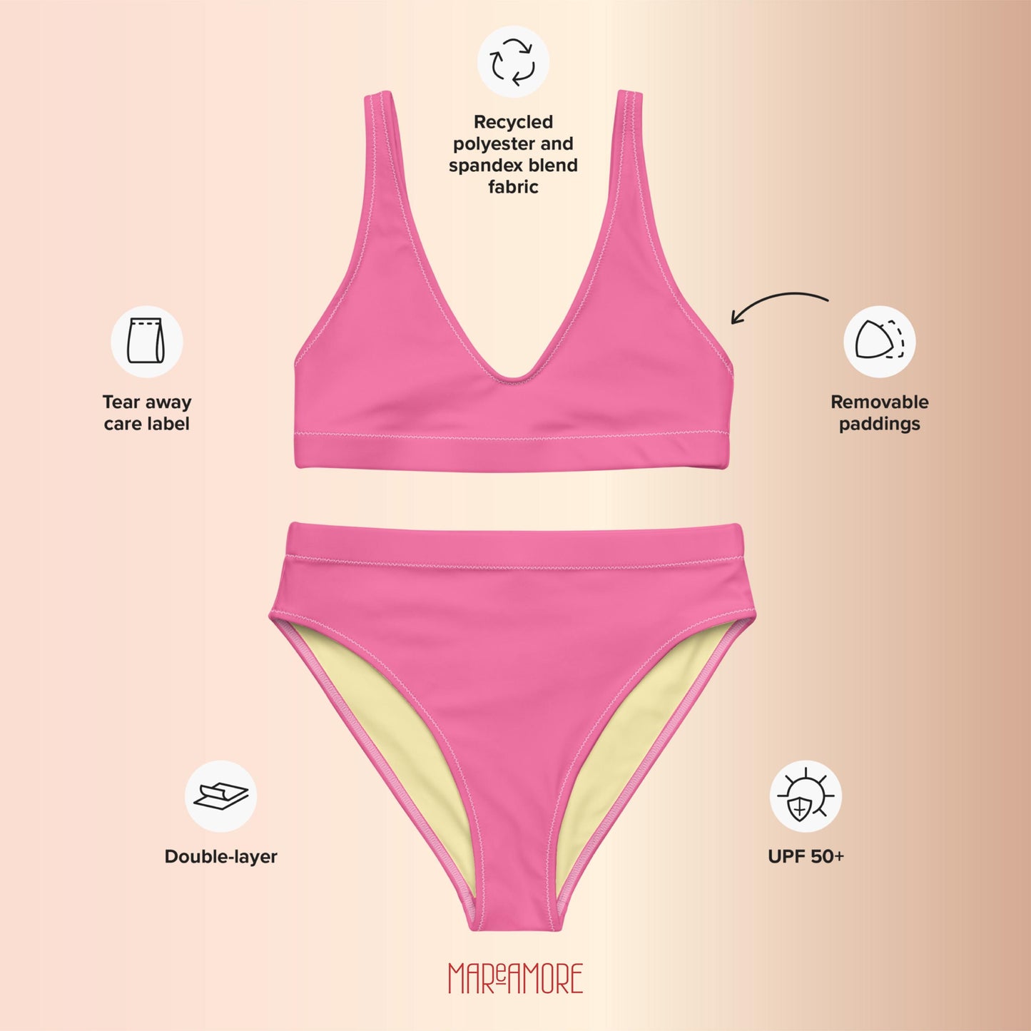 Fuchsia Pink High-Waisted Bikini Set