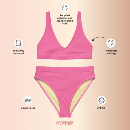 Fuchsia Pink High-Waisted Bikini Set