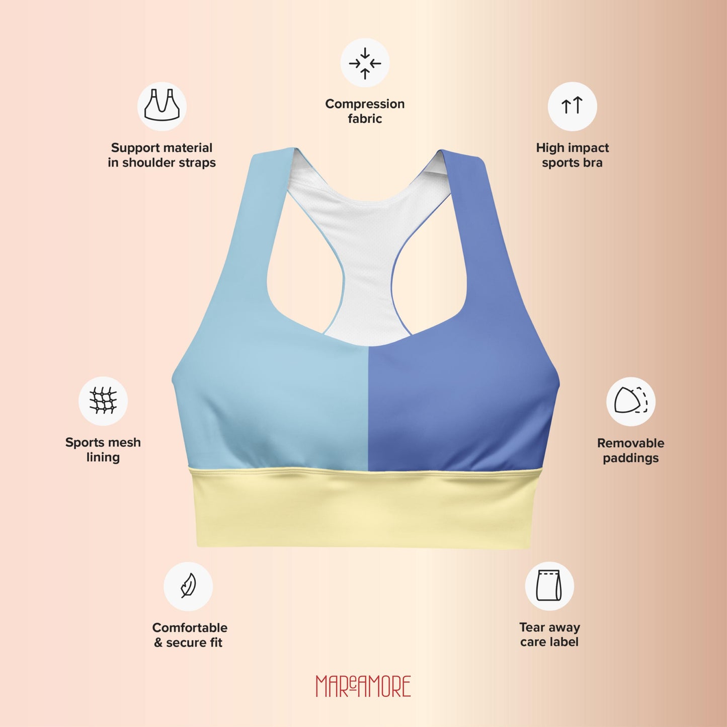 Marine & Blue Colour-Block Sports Bra