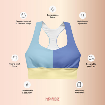 Marine & Blue Colour-Block Sports Bra