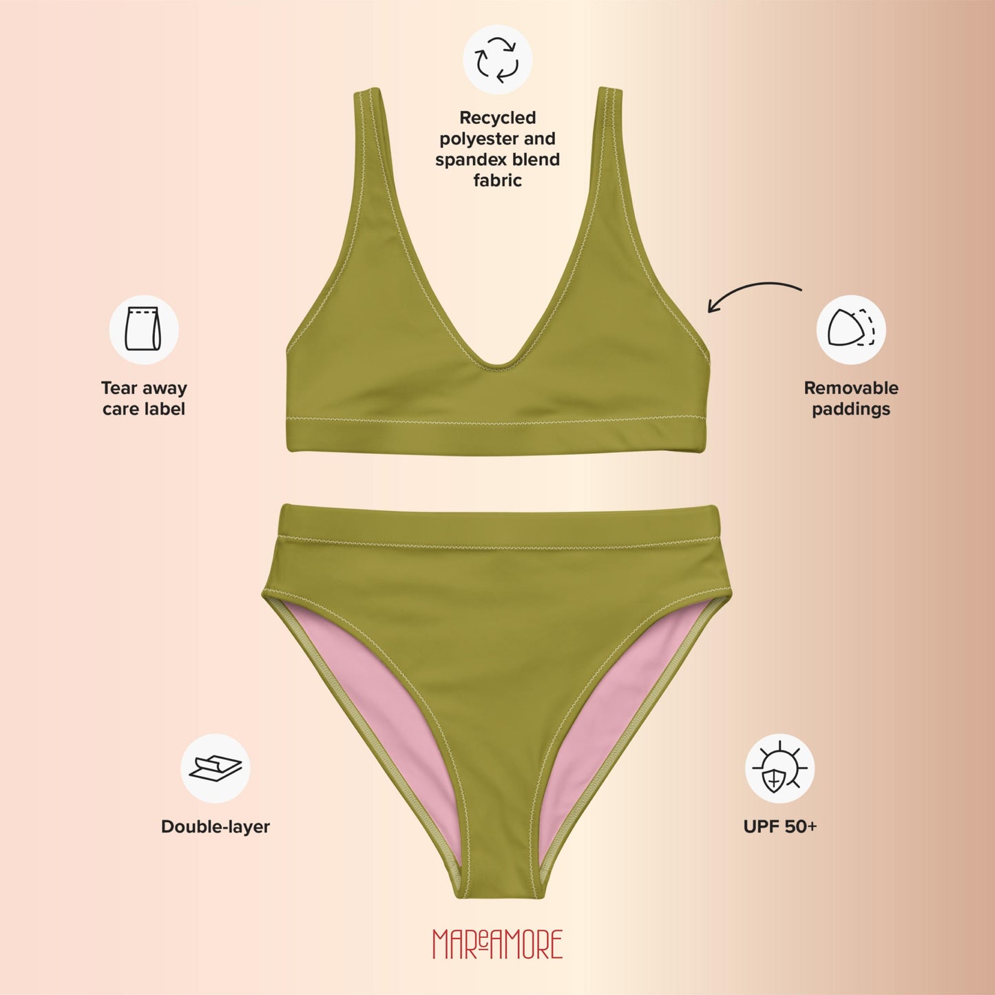 Olive Green High-Waisted Bikini Set