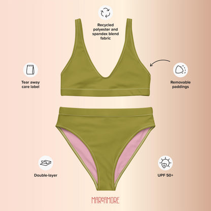 Olive Green High-Waisted Bikini Set