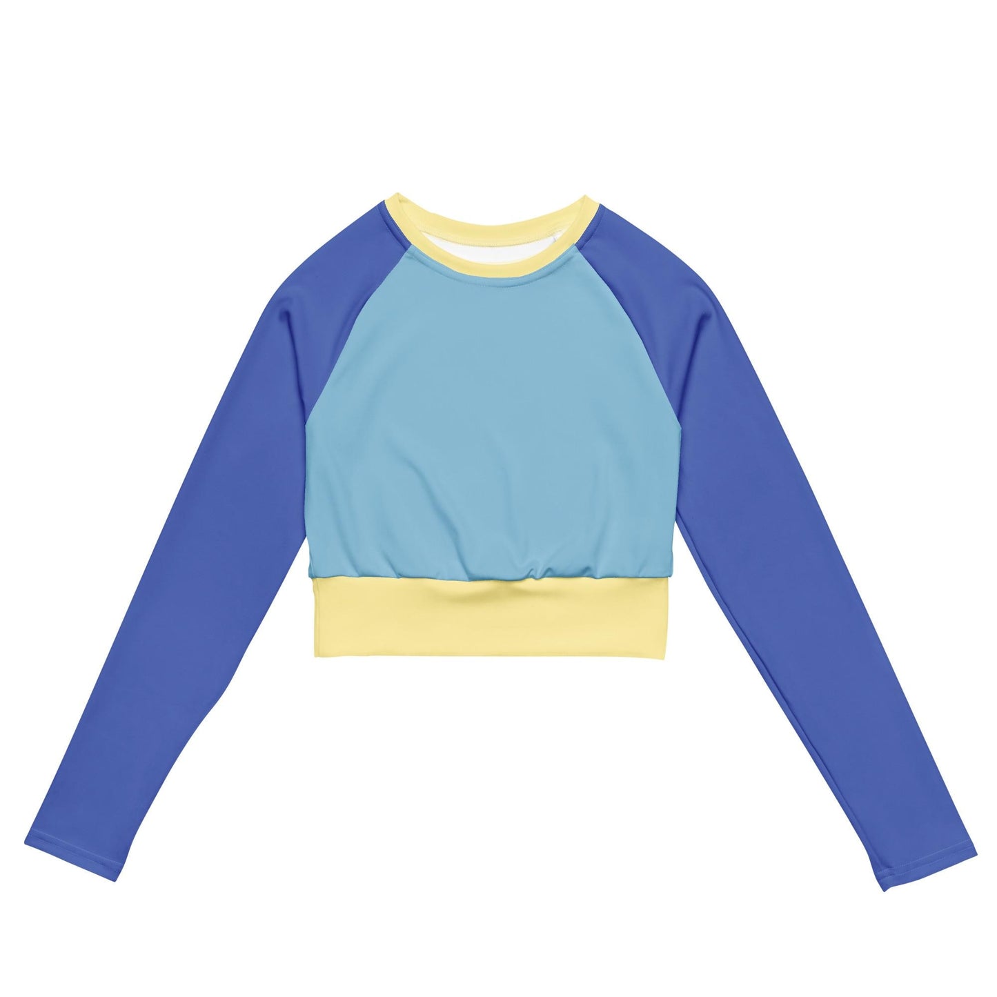 Marine Blue Colour-Block Long Sleeve Crop Top