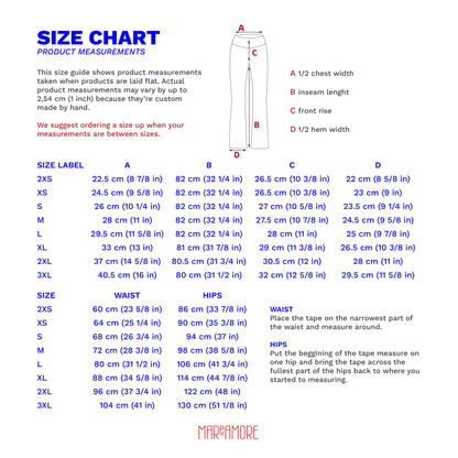 size guide for flare leggings
