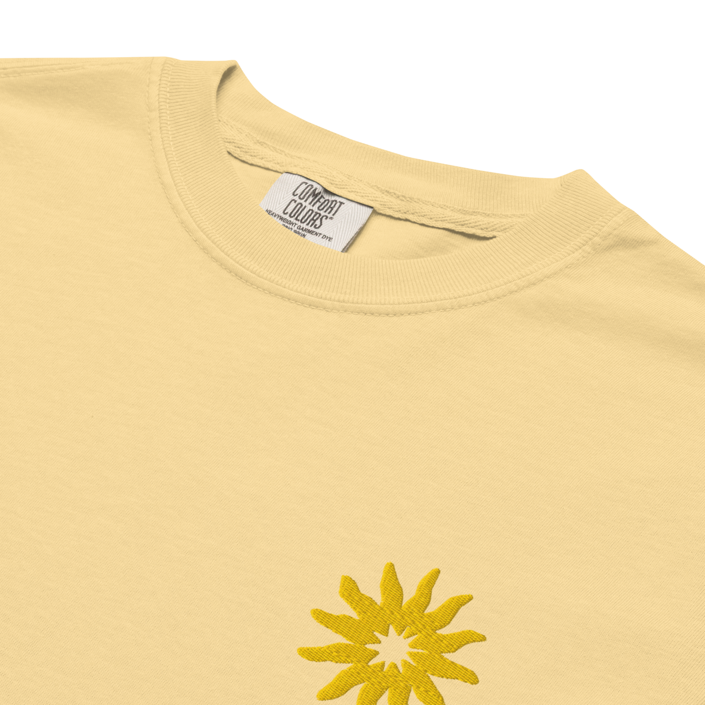 Mediterranean Art T-Shirt | Sun Embroidery | Butter Yellow
