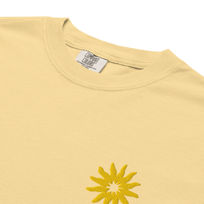 Mediterranean Art T-Shirt | Sun Embroidery | Butter Yellow