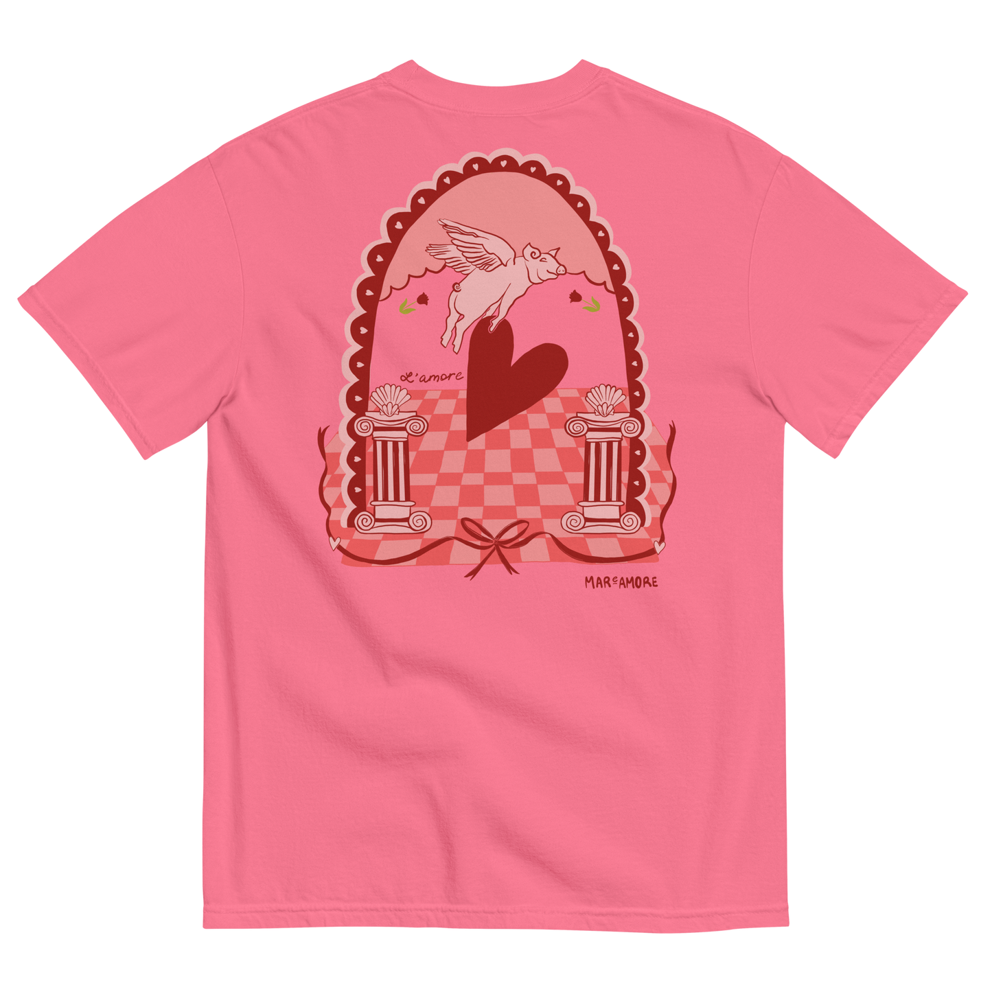 L'amore T-Shirt | Heart Embroidery | Pink