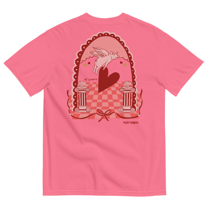 L'amore T-Shirt | Heart Embroidery | Pink