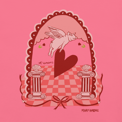 L'amore T-Shirt | Heart Embroidery | Pink