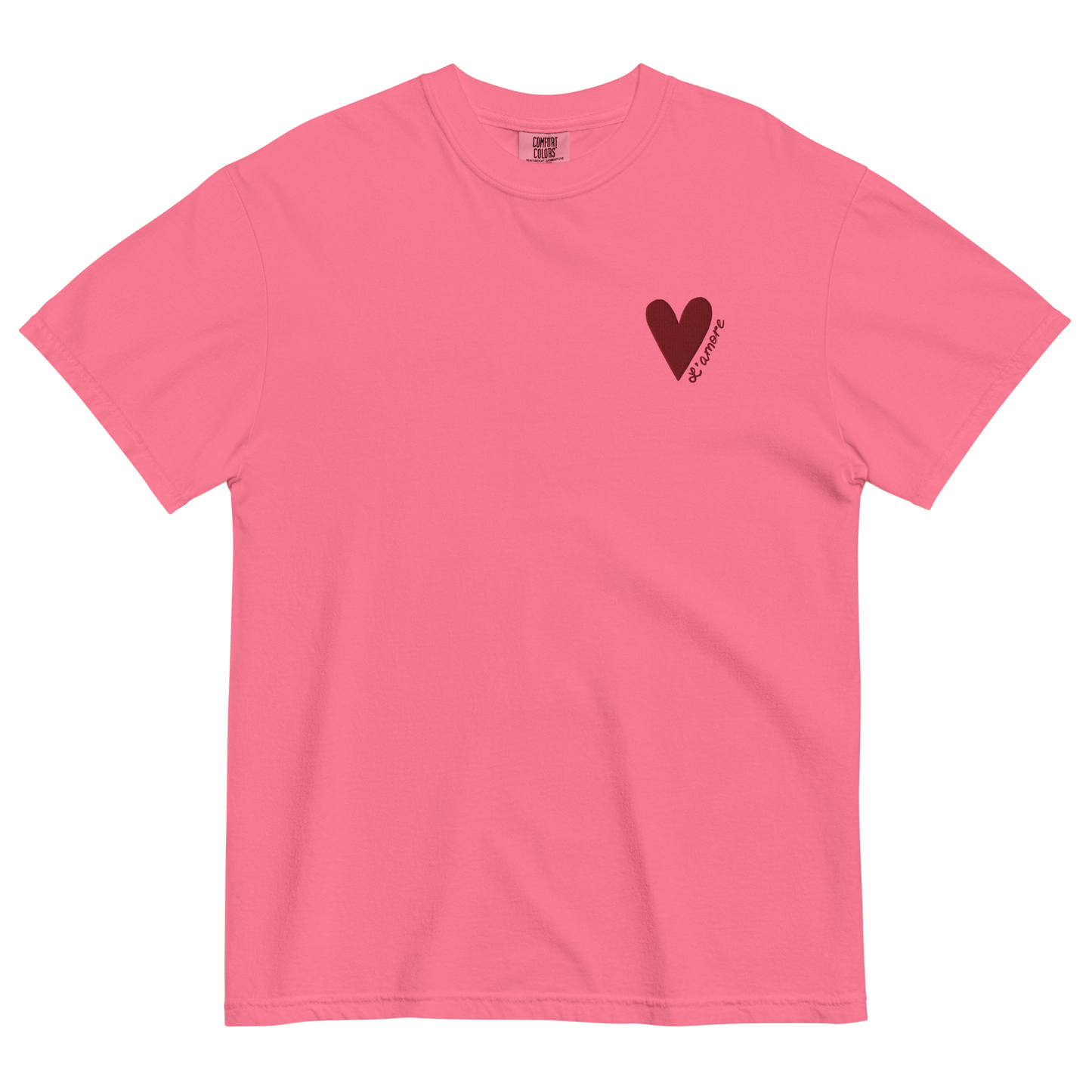 L'amore T-Shirt | Heart Embroidery | Pink