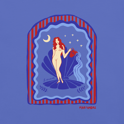 Aphrodite T-Shirt | Seashell Embroidery | Flo Blue