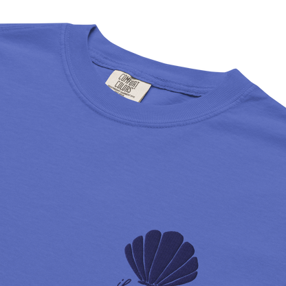 Aphrodite T-Shirt | Seashell Embroidery | Flo Blue