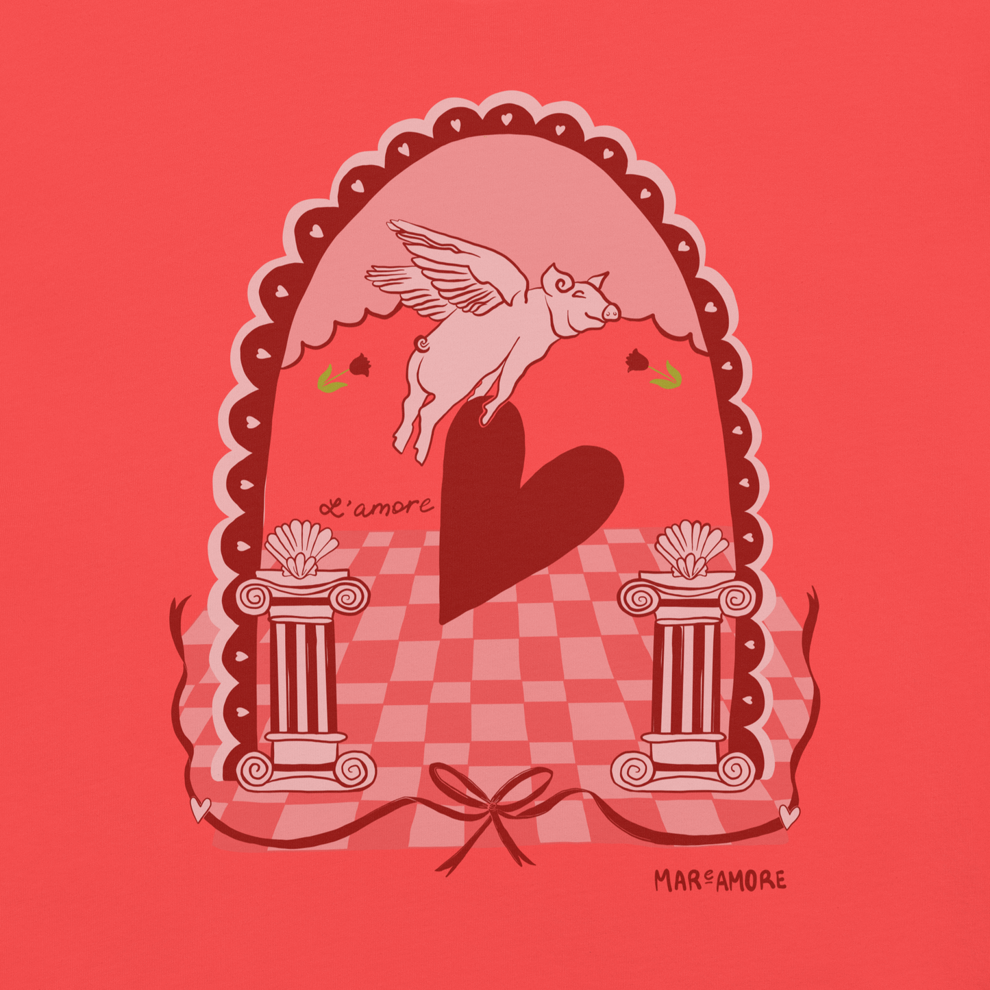 L'amore T-Shirt | Heart Embroidery | Paprika Red