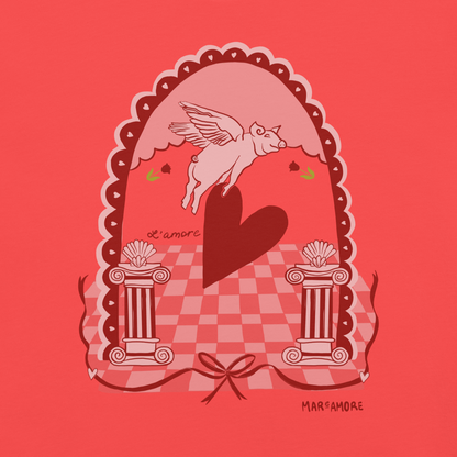 L'amore T-Shirt | Heart Embroidery | Paprika Red