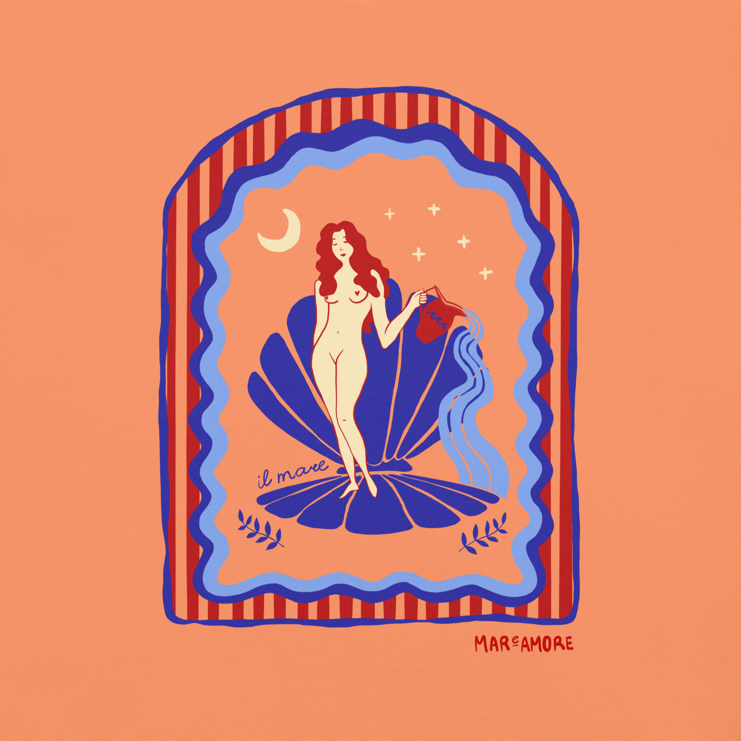 Aphrodite T-Shirt | Seashell Embroidery | Terracotta