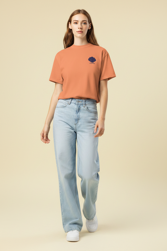 Aphrodite T-Shirt | Seashell Embroidery | Terracotta