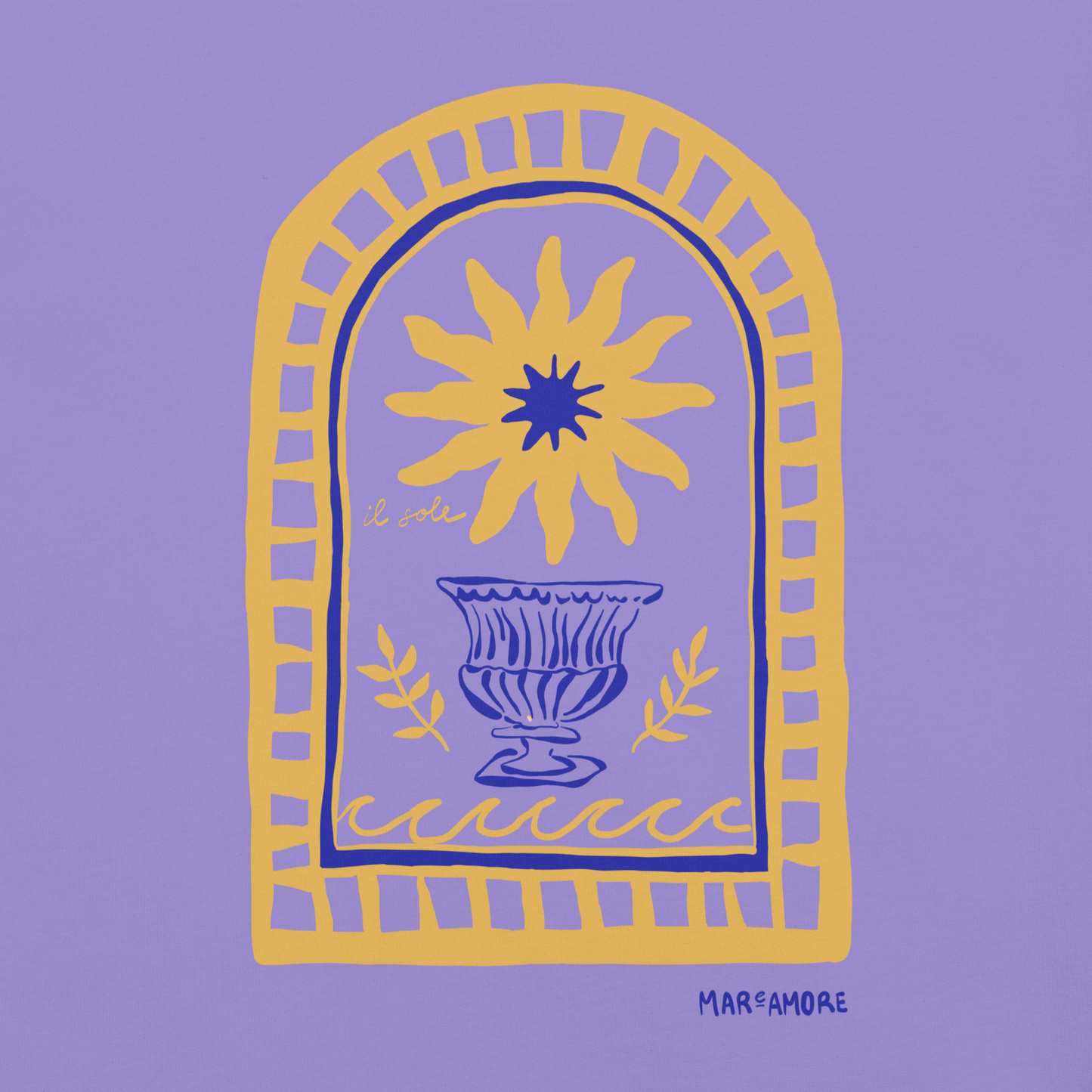Mediterranean Art T-Shirt | Sun Embroidery | Violet