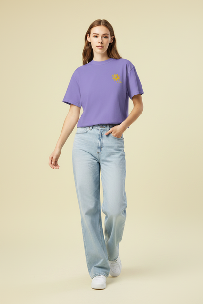Mediterranean Art T-Shirt | Sun Embroidery | Violet