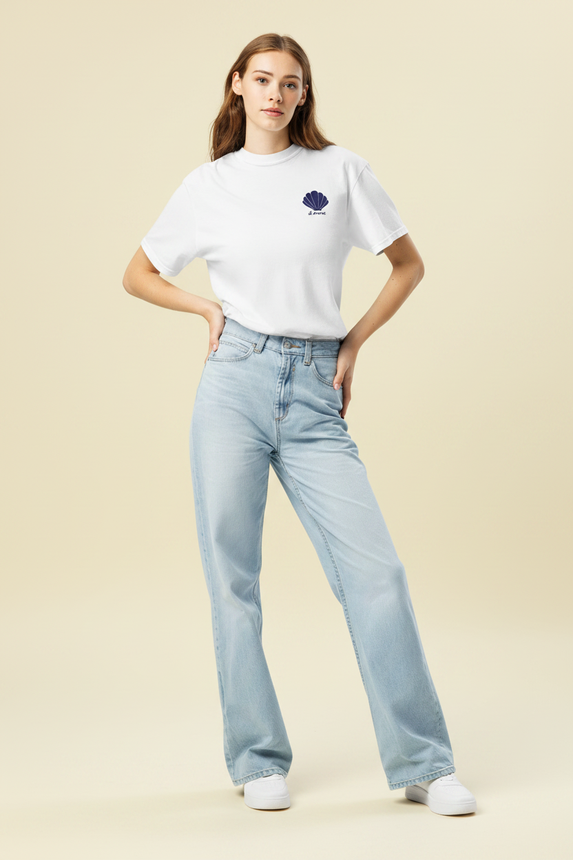 Aphrodite T-Shirt | Seashell Embroidery | White